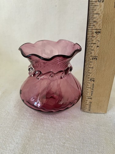 4" Cranberry Color Glass Vase - Bild 5 von 8