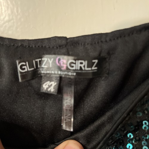 New 4X Sequin Lg Sleeve Party Sparkle Dress Glitzy Glam Cocktail Dark Green - Picture 4 of 8