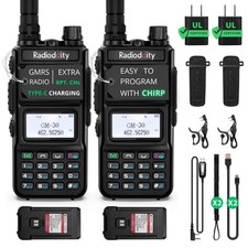Radioddity 2 Pack GM-30 GMRS Handheld Radio 5W Long Range Two Way Black