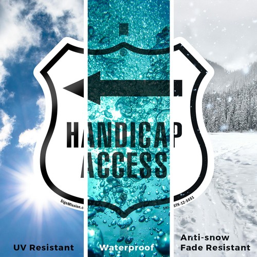 Handicap Access Left Shield Shaped Sign With Stake Crafted in the USA - Bild 6 von 14