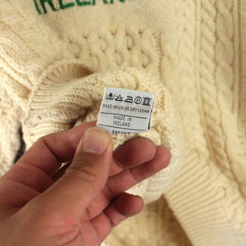 Blarney Woolen Mills Sweater Sz M Beige Pullover Wool Ireland Chunky Fisherman - Picture 9 of 14