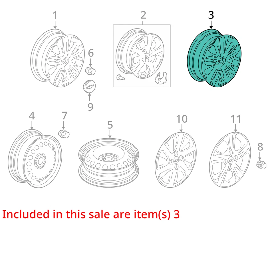 2019-2022 CHEVROLET SPARK WHEEL TIRE RIM OEM 185/55R15 / 42496076 - Image 3 of 4