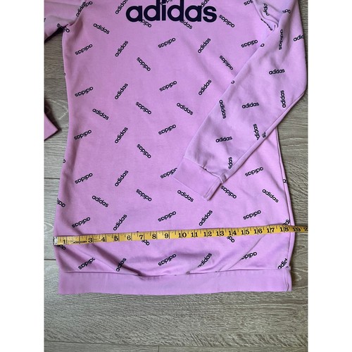 Adidas all Over Logo Hooded Dress Size 8/10 Girls - Picture 5 of 6
