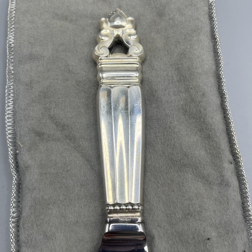 Georg Jensen Denmark Cake Knife 10 1/4" with 4” x 1” Sterling Handle NO BOX - Picture 2 of 13