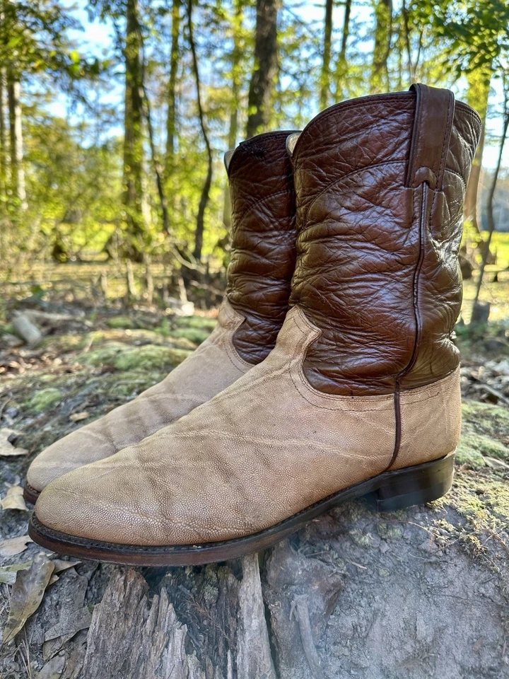 BOTAS TRAIL BOSS PERSONALIZADAS JUSTIN EXÓTICAS VINTAGE DE CUERO EE. UU. TALLA 10 E Foto 3 de 4