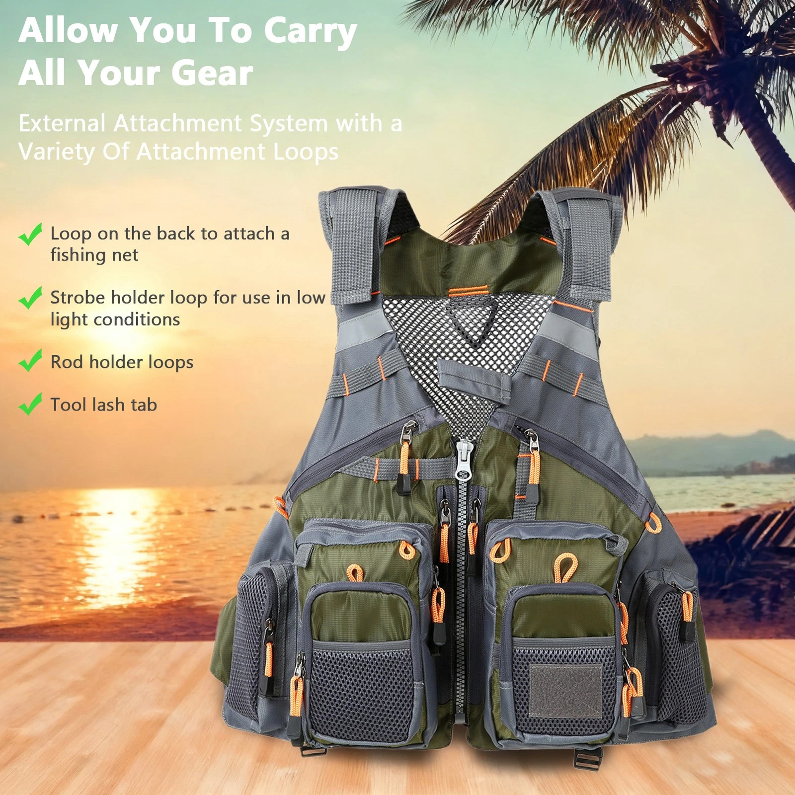 Lightweight Polyester Fishing Vest Universal Fit Multi-Pocket Design for Outdoor