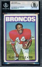 Floyd Little Beckett BAS Vintage Signed 1972 Topps Autograph Broncos