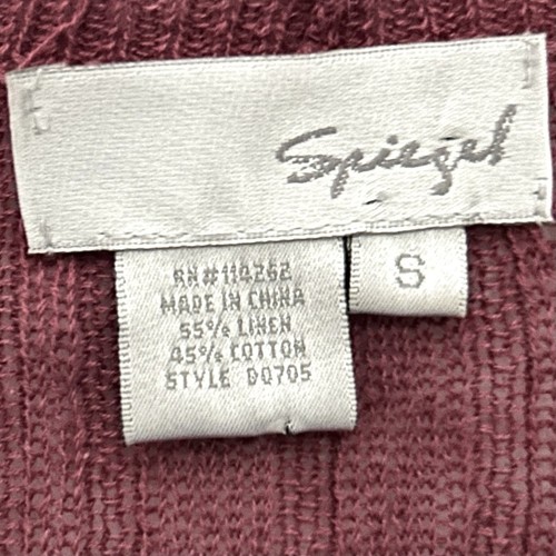 Spiegel Cardigan Sweater Women's S Red Linen Blend Open Front 3/4 Sleeve Ribbed - Picture 13 of 15