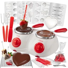 Dual Electric Chocolate Melting Pot Set- Halloween Candy Bar Making or Fondue...