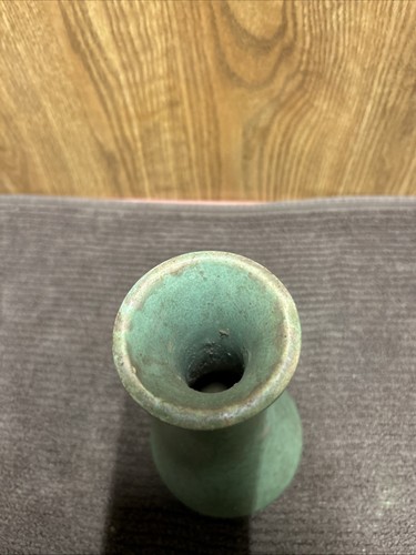 Vintage 1920s Brush McCoy 8.25" Art Pottery glazed Green Acqua mottled Vase #064 - Picture 4 of 5
