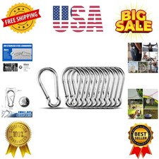 Small Carabiner Clip Hooks, 10pcs 1.57 inch Carabiners Heavy Duty, 304 Stainl...