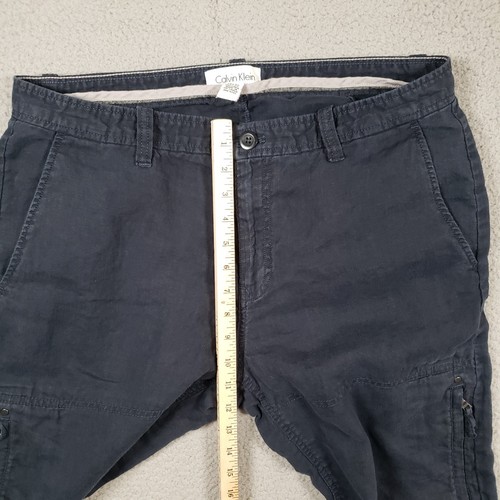 Calvin Klein Pants Men 34X30 Blue Linen Cargo Straight Leg Chino Beach Vacation - Picture 8 of 14