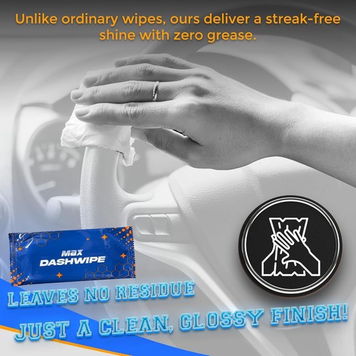Auto Cleaning Wipes Lemon Scent 100 Pack Individually Wrapped Dashboard Essentia - Picture 7 of 8