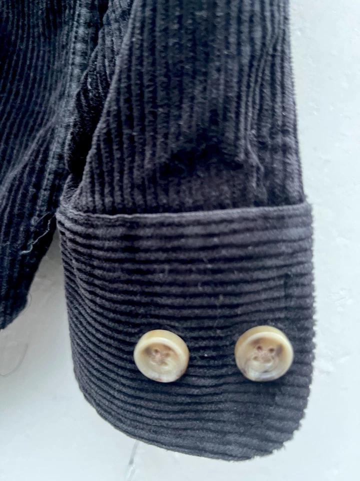 Quality Paul Stuart Italy Corduroy Shirt Mens Medium Black Button Up Long Sleeve - Image 4 of 4