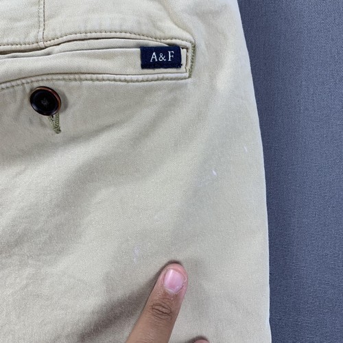 Abercrombie & Fitch Chino Shorts Mens 31 Khaki Stretch Zip Fly Pockets Casual - Picture 16 of 19