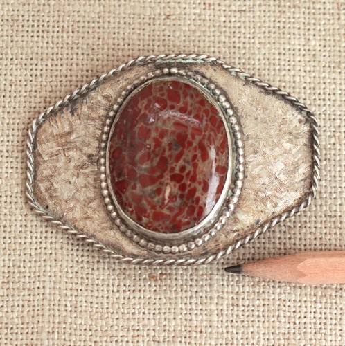 Handmade Sterling Silver Buckle Asteroid Palmstone Jasper Cabochon for 1.5" Belt - Picture 3 of 19