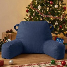 Unisakey Royal Blue Reading Pillow for Bed, Memory Foam, Arms & Pockets, OEKO-TE