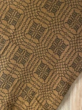 New Primitive Reversible MUSTARD BLACK COVERLET THROW Blanket or Tablecloth