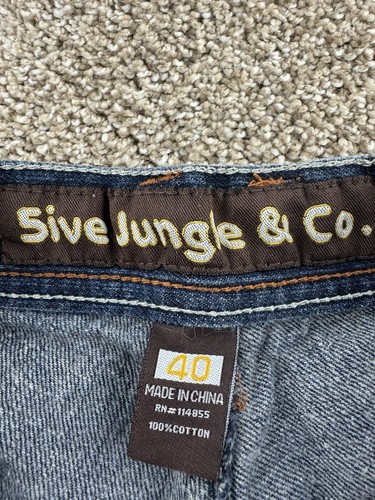 5ive Jungle & Co Jeans Uomo 40 (Adatto 36x31) Baggy Gamba Larga Y2K Ricamato - Foto 5 di 13