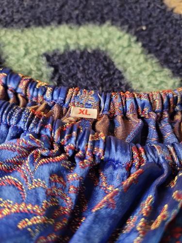 Vtg Plum Blossoms Silk Shirt & Pants Womens XL Chinese Embroidered Blue Sleep - Picture 13 of 15