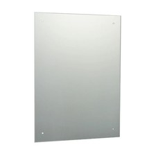 60 x 45cm Rect. Mirror with Pre-Drilled Holes & Chrome Cap Wall Hanging Fix Kit