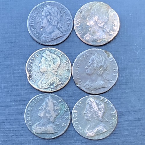 Lote 5101 monedas georgianas de cobre de medio centavo (6) de Jorge II
