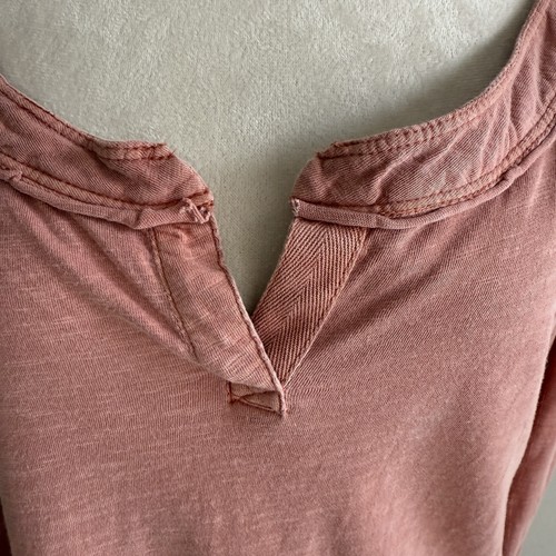 Camiseta Henley Free People Para Mujer Mediana Top Parches de Encaje Naranja Espalda Transparente - Imagen 7 de 8
