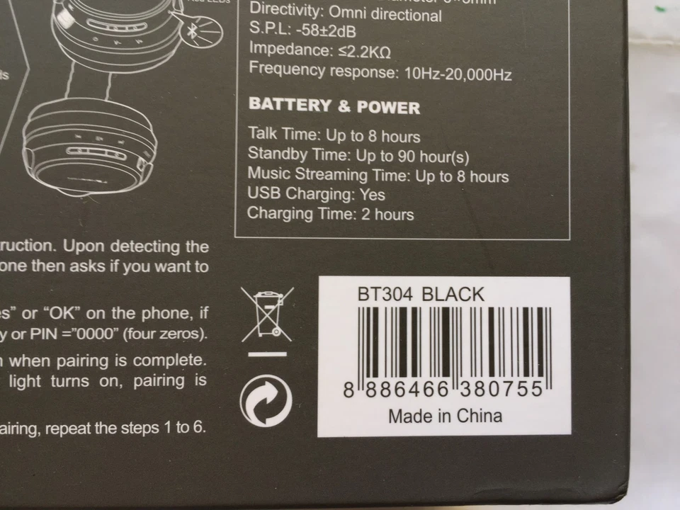 Nakamichi Over the Ear Bluetooth Headphones BT304, Black, READ - Image 4 of 4