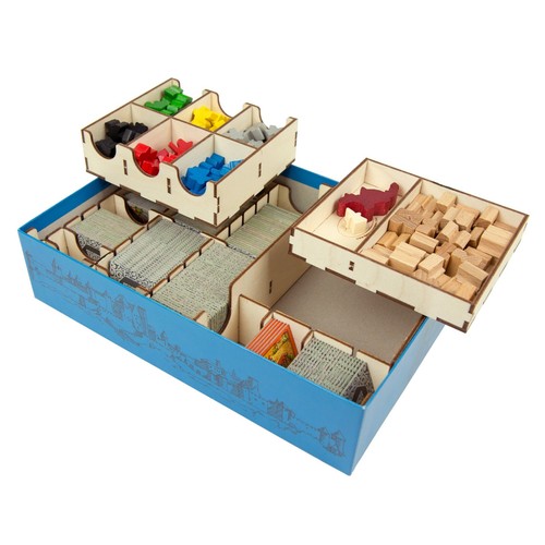 Organizer Gioco da Tavolo - Scatola Portaoggetti in Legno Compatibile Carcassonne con Multi... - Foto 4 di 5