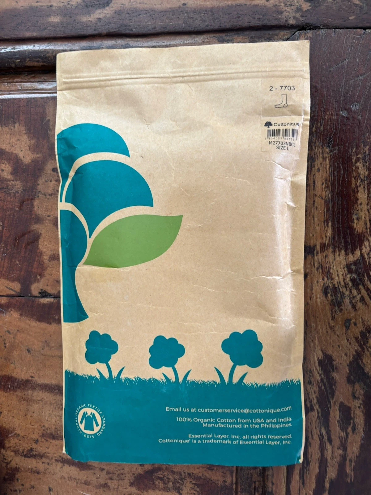 Cottonique Organic Cotton Crew Socks Large Latex Free 2 Pairs Unisex Sustainable