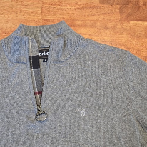 Suéter Jersey Barbour Medio Cremallera Tejido Cuello Simulado Para Hombre Talla Grande Gris - Imagen 7 de 17