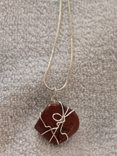 Brecciated Jasper Pendant On A Sterling Silver Necklace - Picture 2 of 2