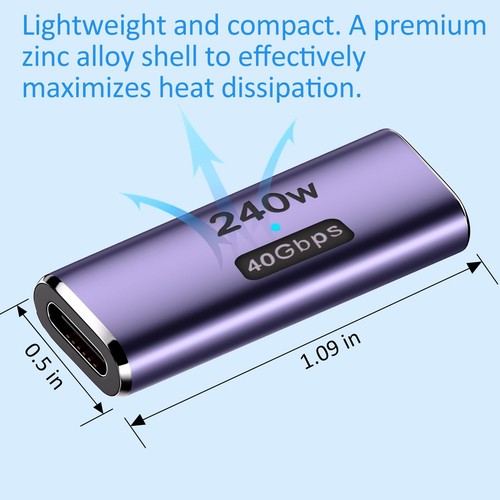 USB C Coupler 2Pack, 40Gbps USB C Female to Female Adapter 240W USB 4 Coupler... - Picture 6 of 7