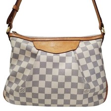 Louis Vuitton Damier Azur Siracusa PM N41113 Shoulder Bag GI3155 White Leather