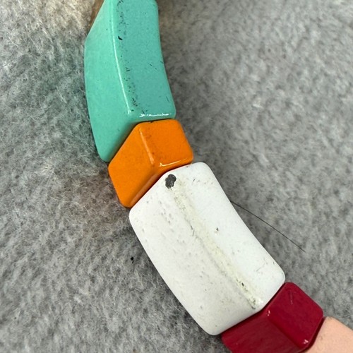 Bracciale Elastico Geometrico Grosso Colorato Multicolore Perline Metallo Smaltato - Foto 5 di 16
