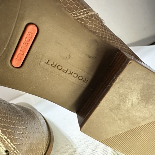 Rockport Women Khaki Snake Leather Block Heel TruTECH Geovana Mid Boot Sz 7 - Picture 10 of 12