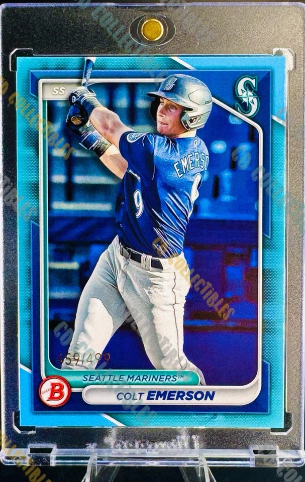 Colt Emerson ROOKIE BLUE PARALLEL SERIAL # CARD SSP BOWMAN SEATTLE MARINERS MINT - Image 3 of 4