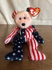 Spangle Ty Beanie Baby Pink Face Patriortic America Bear MWMT DOB July 14 1999