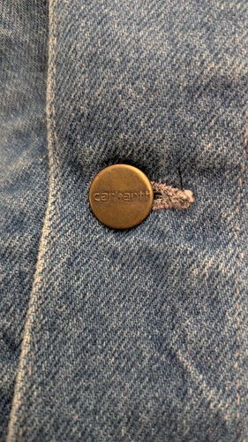 vtg Carhartt Denim unlined Chore Barn Coatw/ Corduroy Collar fit XL Reg no tag - Picture 3 of 24