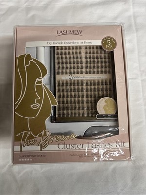 Lashview Cluster Lashes Kit Women Mixed Length With Glue Remover New (5 Packs)