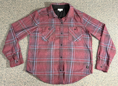 Roark Alpine Flannel Shirt Women's XL Red/Blue Plaid Snap Buttons Double Pocket