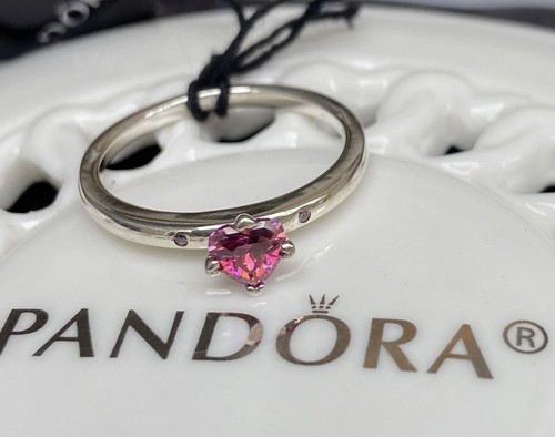 Authentic Pandora Sparkling Red Heart Ring #196574CZRMX - Picture 6 of 12