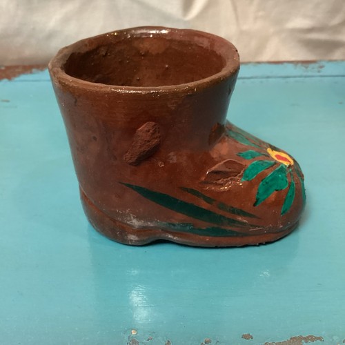 Vtg Tlaquepaque Redware Tonala Folk Art Boots Small Miniature Handcrafted Clay 2 - Picture 7 of 16