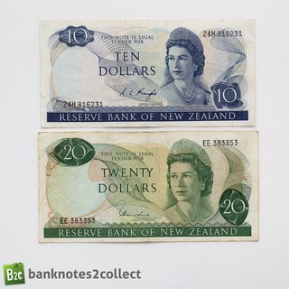 NEW ZEALAND: Set of 2 New Zealand Dollar Banknotes.