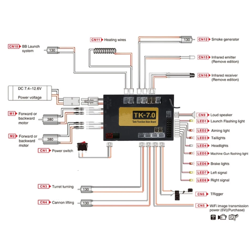 1/16 RC TK-7.0 Unit Board 2.4GHz Receiver Replace Parts For Heng Long RC Tanks g - Image 3 of 4