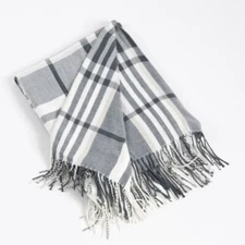 Fennco Styles Cozy Plaid Design Grey Throw Blanket , 50"W x 60"L