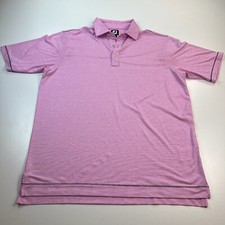 Footjoy Polo Shirt Mens Large Pink Striped Lightweight Stretch Golf Casual