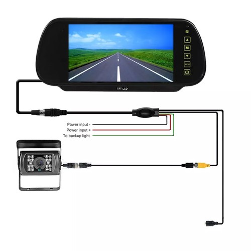 7" Rear View Mirror Monitor w/ 4Pin IR CCD Color Reversing Camera for Caravan - Picture 13 of 14