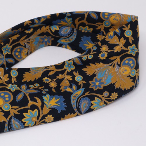Brioni Mens Tie Blue Gold Paisley Floral Print 100% Silk Roma Italy Luxury - Picture 4 of 13