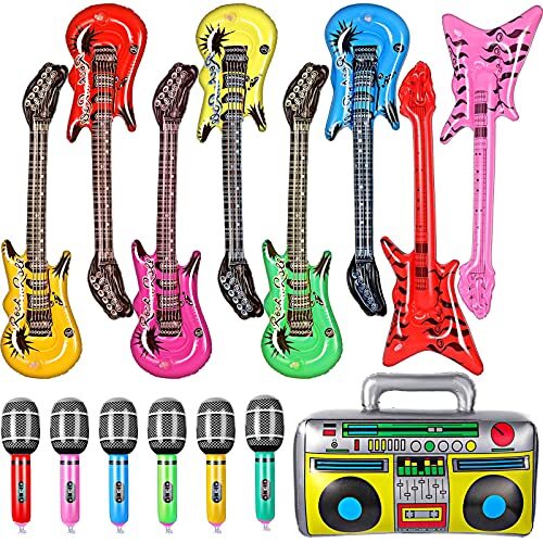 15-teiliges aufblasbares Rockstar Spielzeug Set inklusive aufblasbarer Gitarren, aufblasbar - Bild 2 von 8
